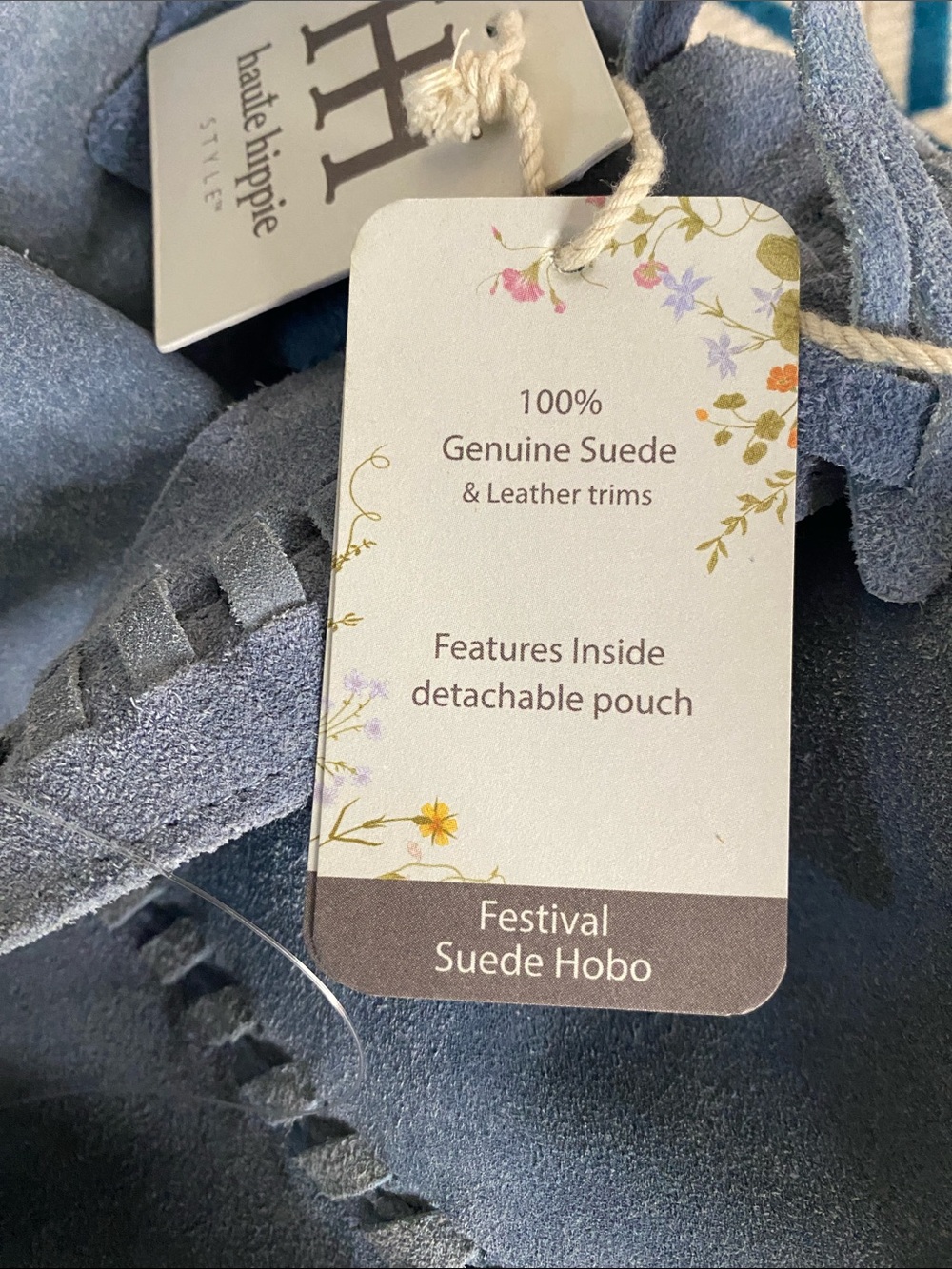 NWT! Haute Hippie Genuine Powder Blue Suede Slouchy Hobo W/ Detachable Small Bag - Picture 10 of 10